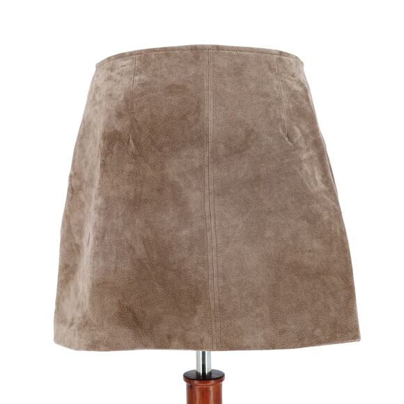 BLANK NYC Women Tan Suede Leather Asymmetric Front Zip Moto Mini Skirt Size 28 - Picture 3 of 5